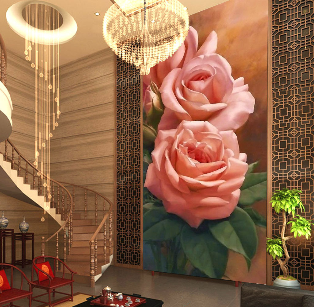 3D Pink Rose WG058 Wall Murals