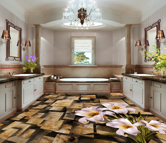 3D Lily Flower 072 Floor Mural Wallpaper AJ Wallpaper 2 