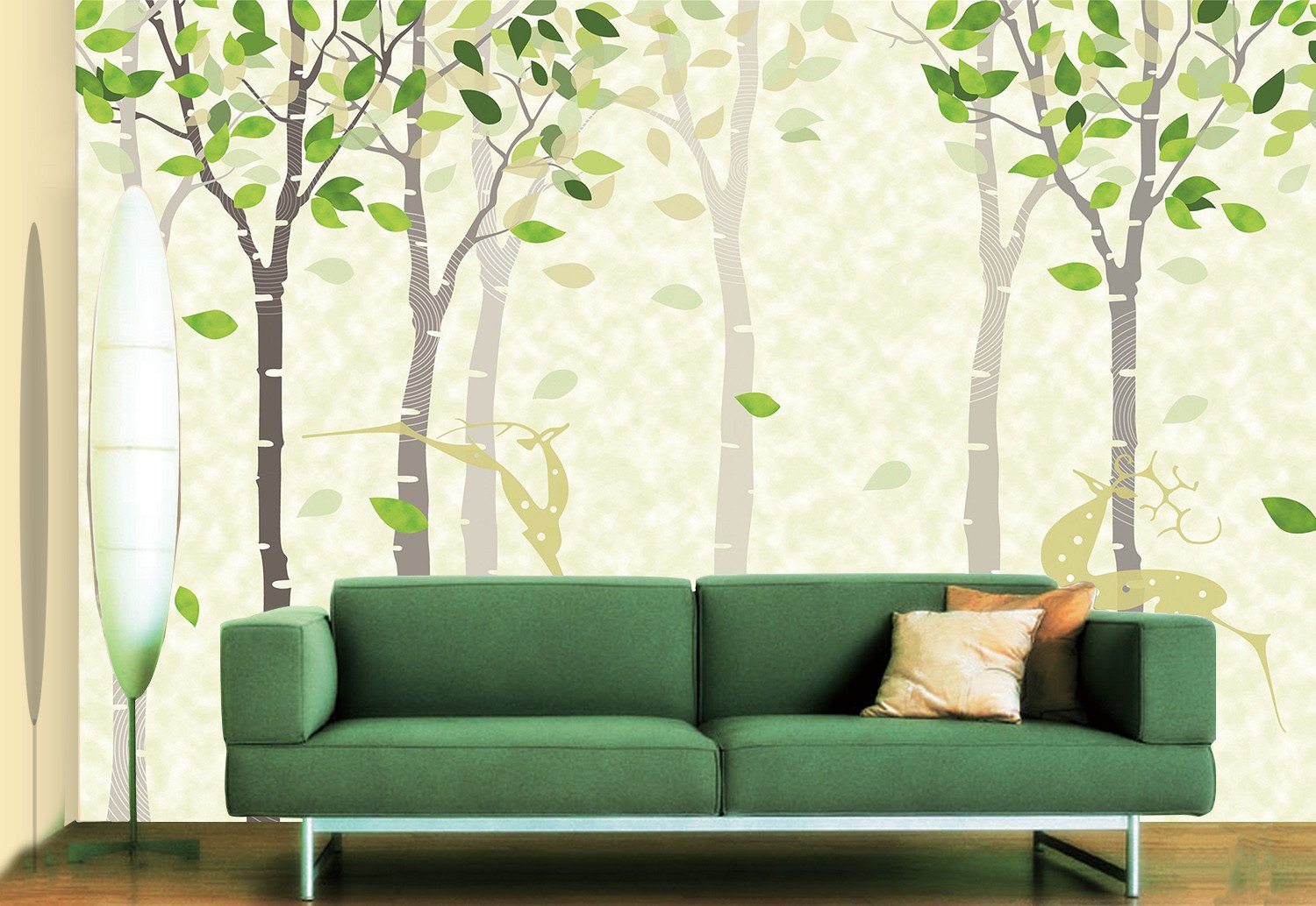 3D Green Tree Deer 842 Wallpaper AJ Wallpaper 