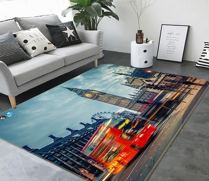 3D Clock Tower Street 067 Non Slip Rug Mat Mat AJ Creativity Home 