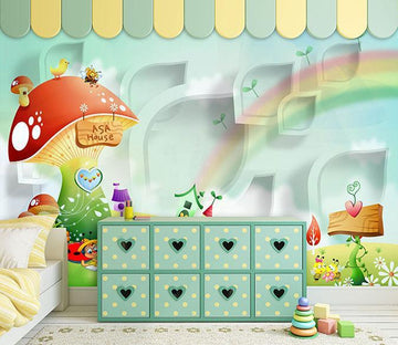 3D Mushroom Rainbow 734 Wallpaper AJ Wallpaper 