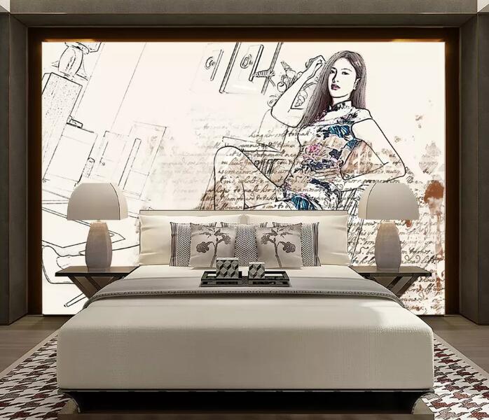 3D Graffiti Woman WG1111 Wall Murals