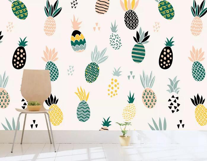 3D Colored Pineapple WG792 Wall Murals