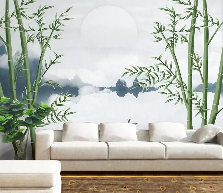 3D Moon Bamboo WG1124 Wall Murals