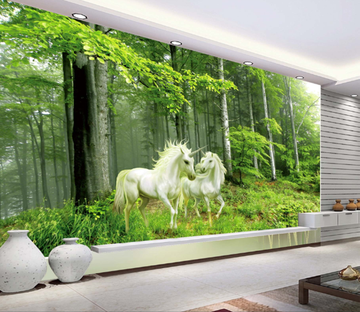 3D Woodland Unicorn 168 Wallpaper AJ Wallpaper 