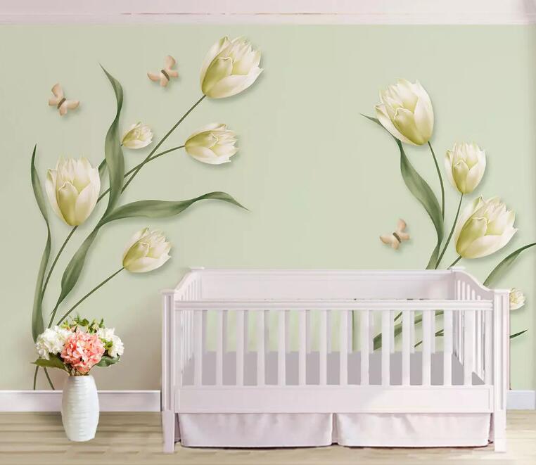 3D Butterfly Lily WG1022 Wall Murals