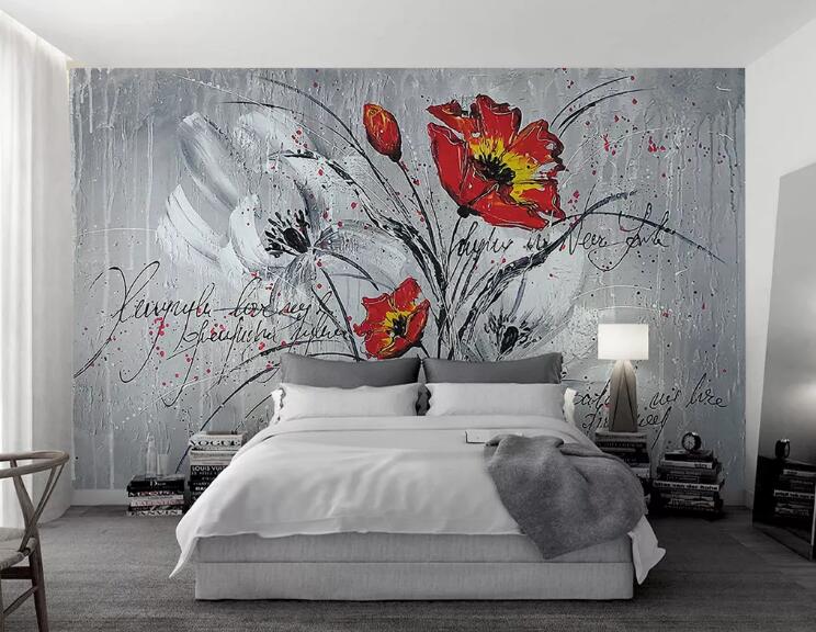 3D Red Flower WG58 Wall Murals Wallpaper AJ Wallpaper 2 