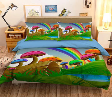 3D Rainbow Mushroom 069 Bed Pillowcases Quilt Wallpaper AJ Wallpaper 