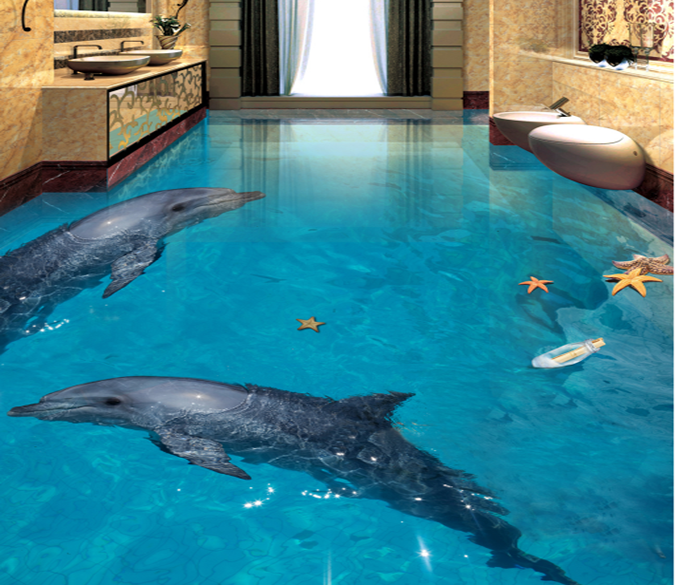 3D Dolphin 229 Floor Mural Wallpaper AJ Wallpaper 2 