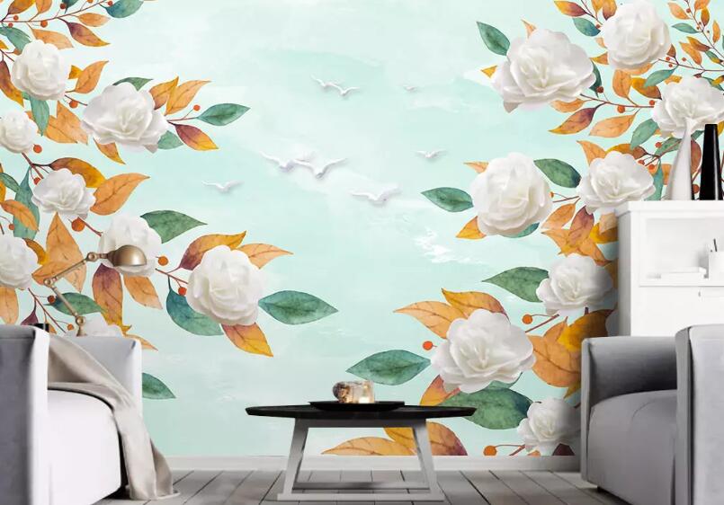 3D Pigeon Flower WG1097 Wall Murals