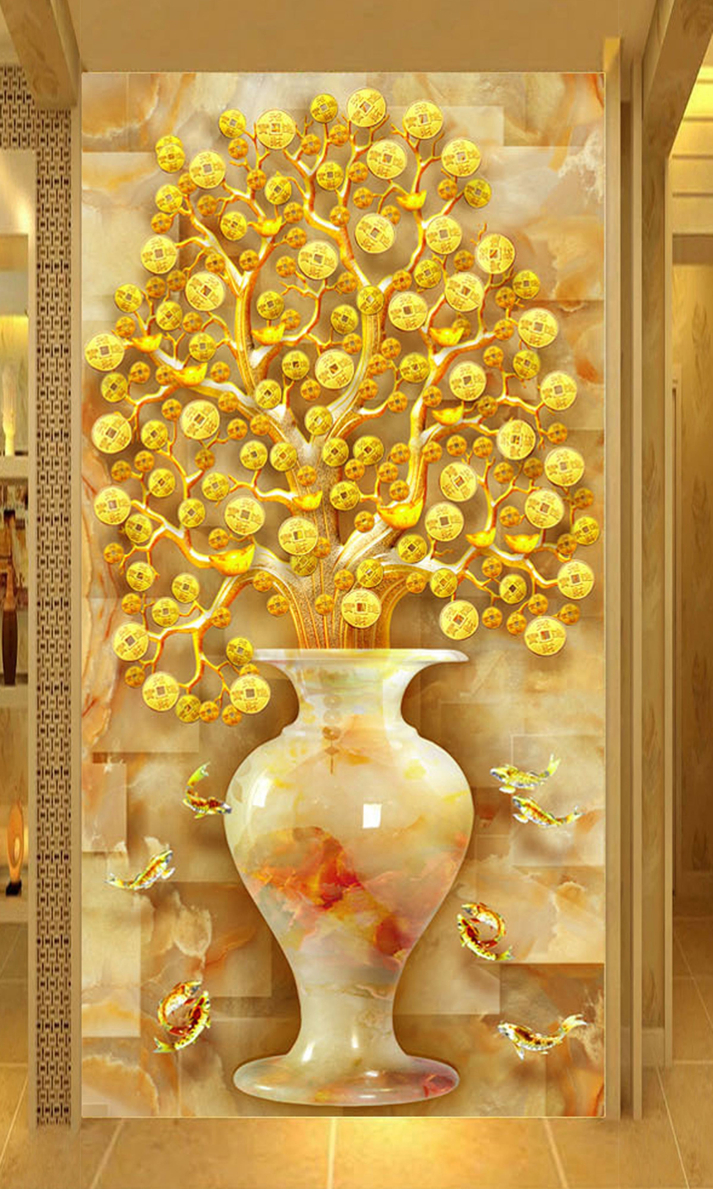 3D Copper Flower WG010 Wall Murals