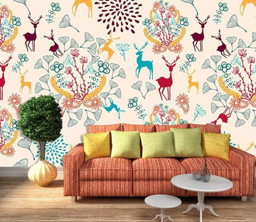 3D Elegant Deer Pattern 092 Wallpaper AJ Wallpaper 