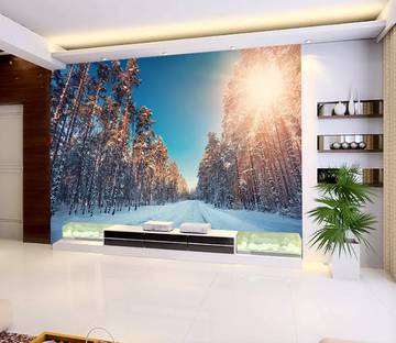 3D Sunny Snow Forest 1212 Wallpaper AJ Wallpaper 2 