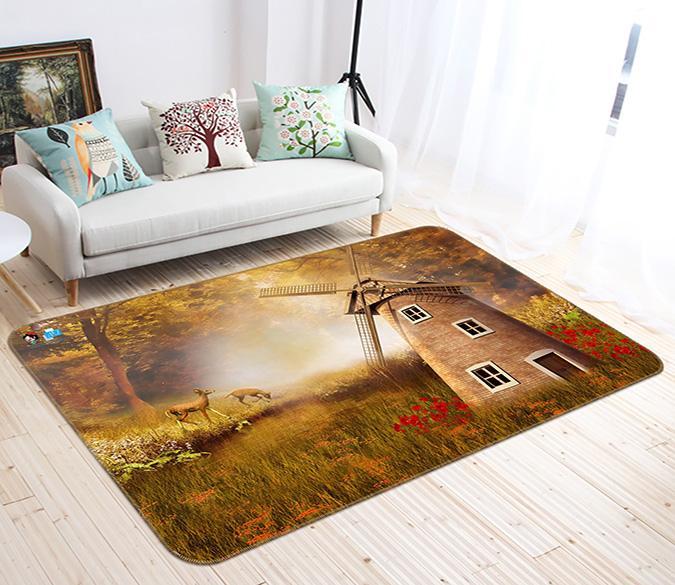 3D Cartoon Windmill 524 Non Slip Rug Mat Mat AJ Creativity Home 