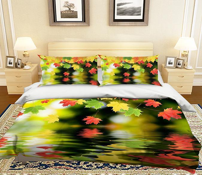 3D Maple Leaf 072 Bed Pillowcases Quilt Wallpaper AJ Wallpaper 