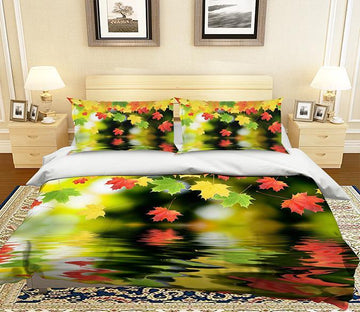 3D Maple Leaf 072 Bed Pillowcases Quilt Wallpaper AJ Wallpaper 