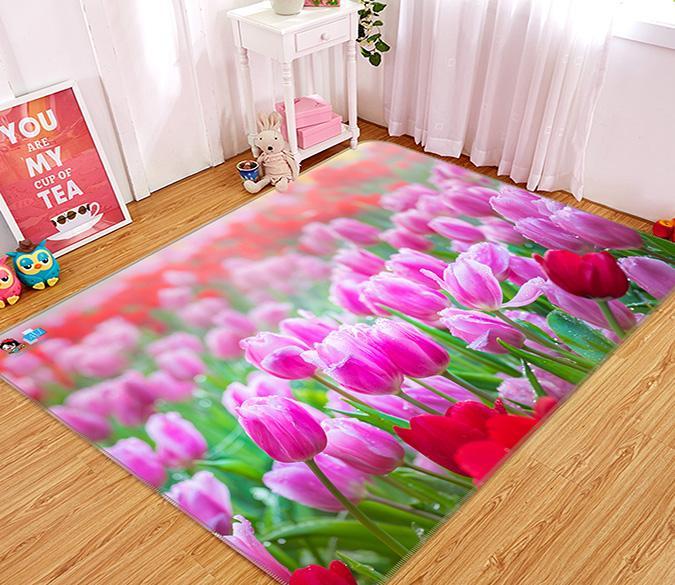 3D Plum Red Flower 477 Non Slip Rug Mat Mat AJ Creativity Home 