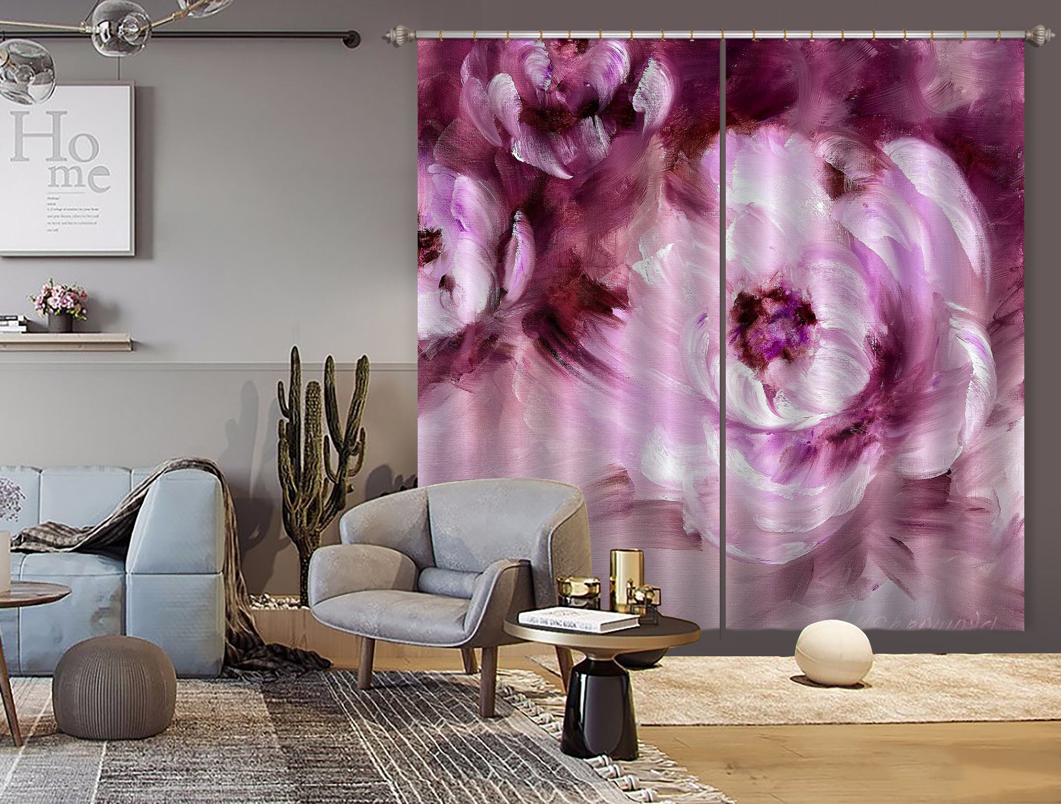 3D Pink Flower 366 Skromova Marina Curtain Curtains Drapes