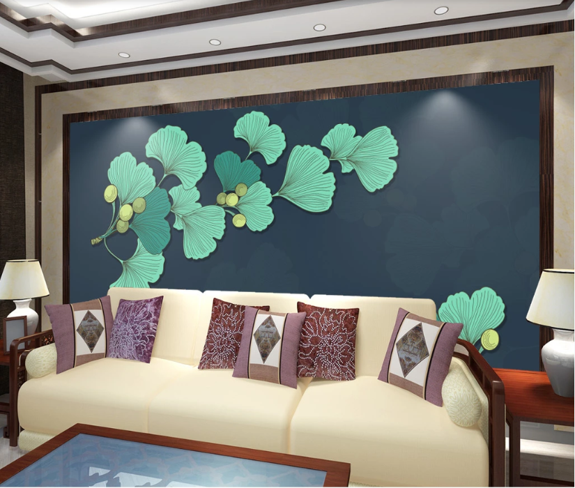 3D Fan Shaped Leaves WC1807 Wall Murals