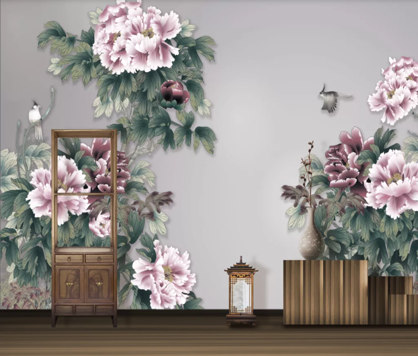 3D Pink Peony WC1129 Wall Murals