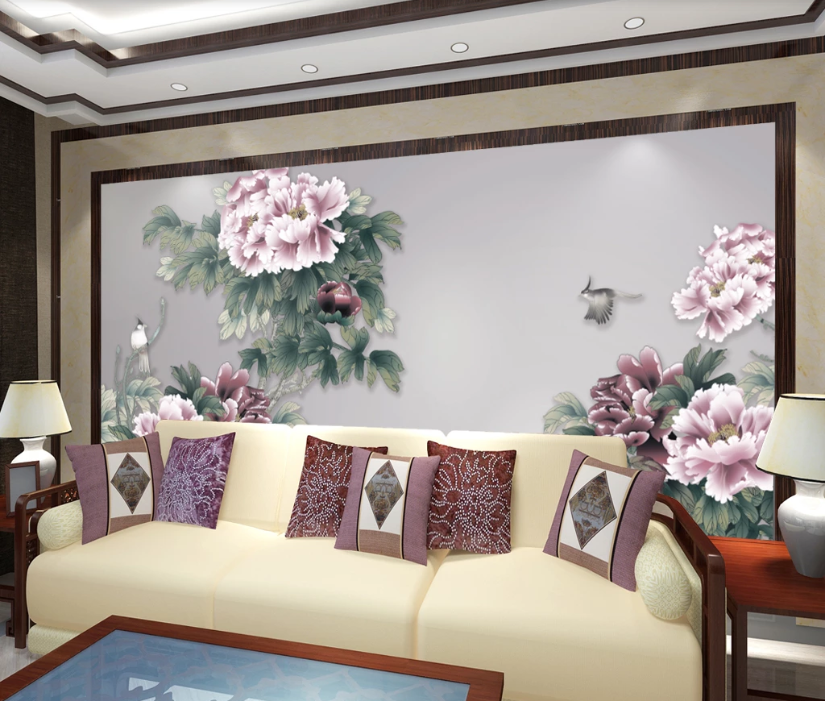 3D Pink Peony WC1129 Wall Murals