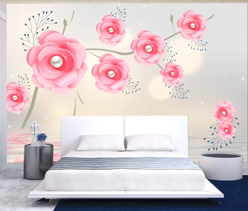 3D Pearl Rose WC958 Wall Murals