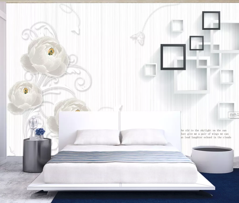 3D White Flower WC956 Wall Murals