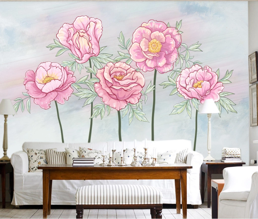 3D Pink Rose WC952 Wall Murals