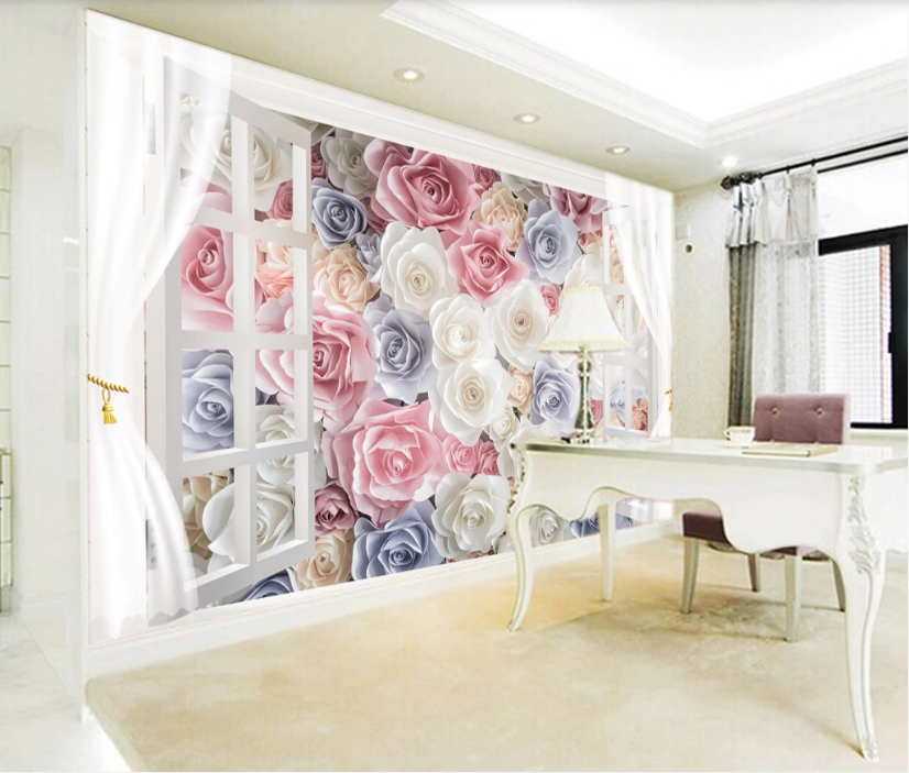 3D Window Rose WC871 Wall Murals