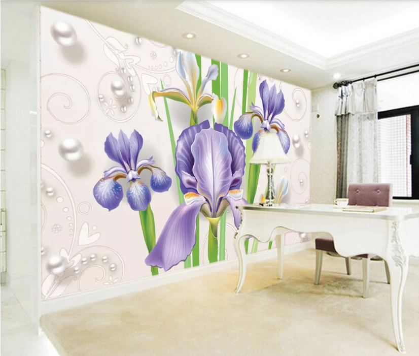 3D Purple Flower WC758 Wall Murals