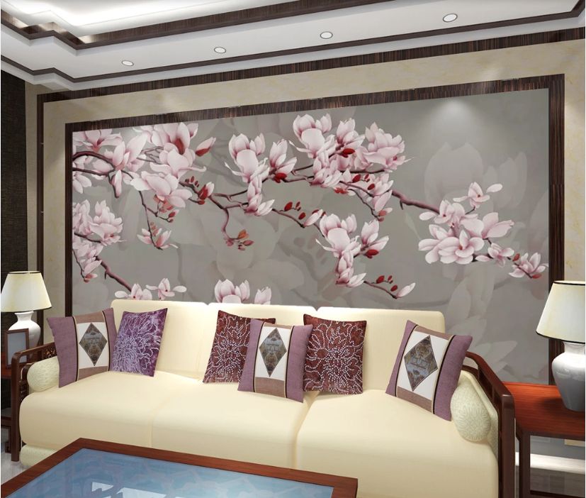 3D Pink Flower Branches WC756 Wall Murals