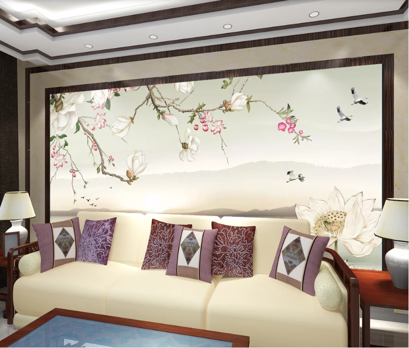 3D Lotus Lake WC718 Wall Murals