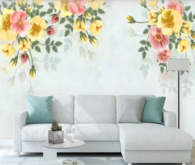 3D Colored Vine Roses WC705 Wall Murals