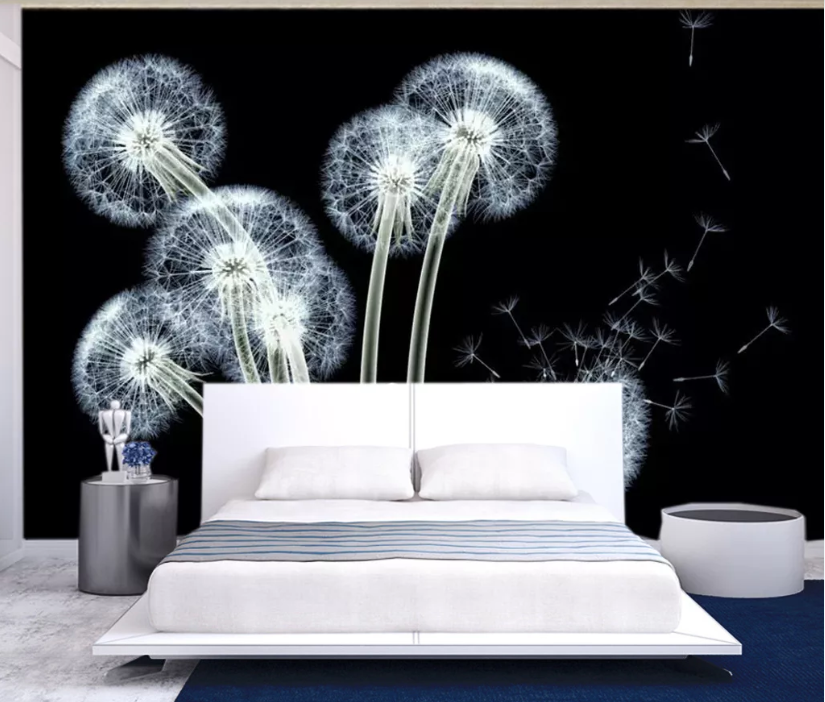 3D White Dandelion WC596 Wall Murals