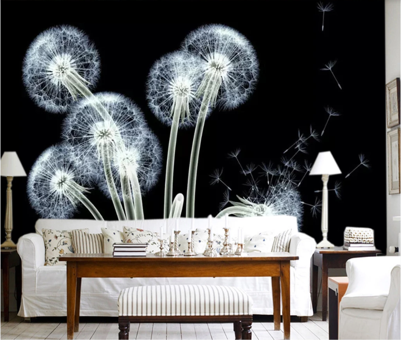 3D White Dandelion WC596 Wall Murals