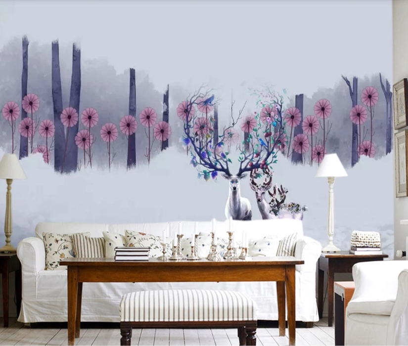 3D Purple Deer WC567 Wall Murals