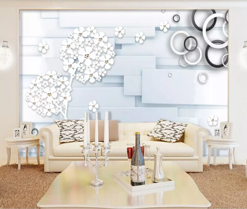 3D White Petals WC544 Wall Murals