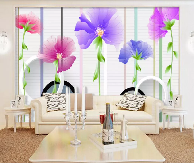 3D Red Flower Vine WC513 Wall Murals