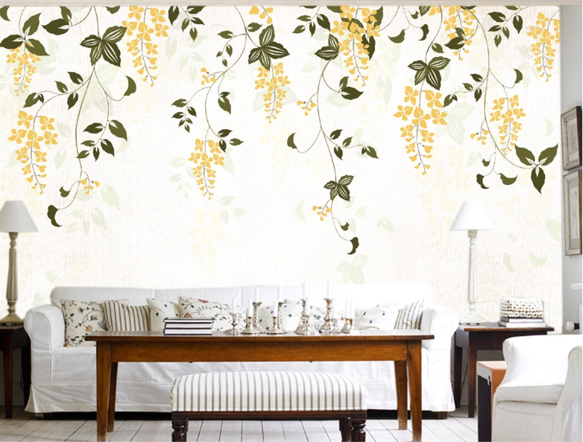 3D Vine Yellow Flower WC484 Wall Murals