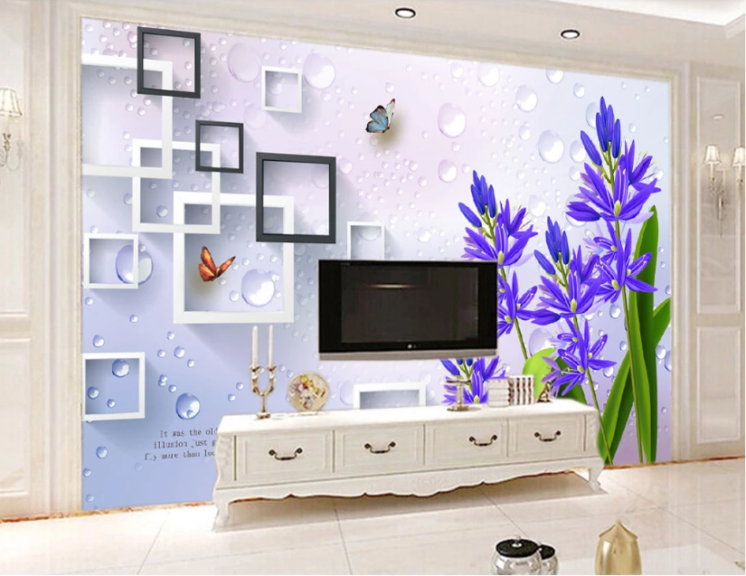 3D Purple Flower WC387 Wall Murals