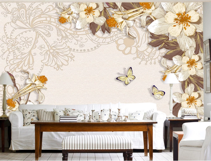 3D Yellow Butterfly WC364 Wall Murals