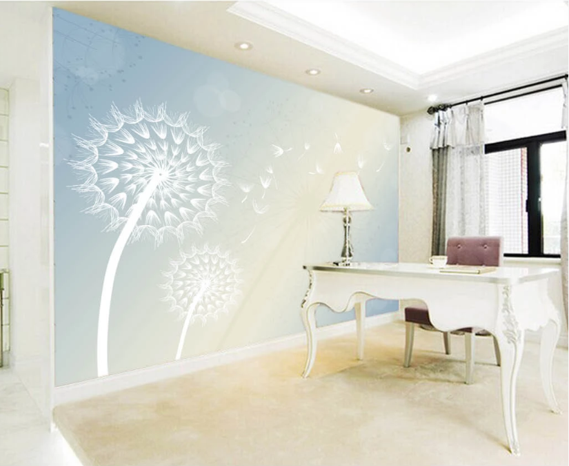 3D White Dandelion WC338 Wall Murals