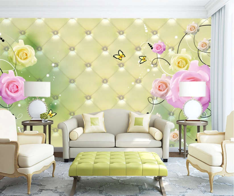 3D Rose Butterfly WC292 Wall Murals