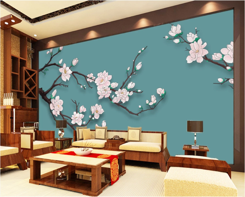 3D Red Plum Painting WC286 Wall Murals