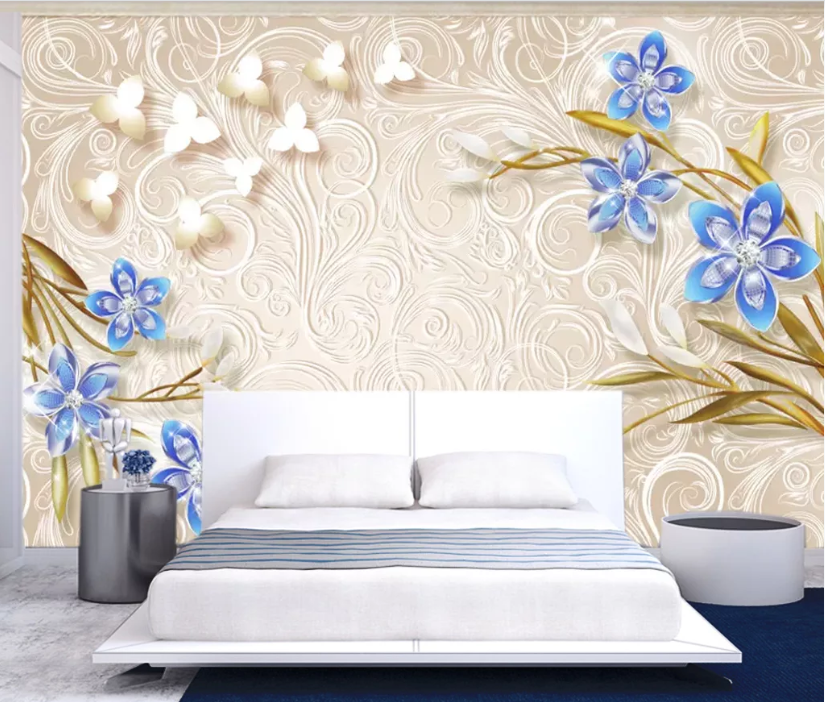 3D Blue Flower WC240 Wall Murals