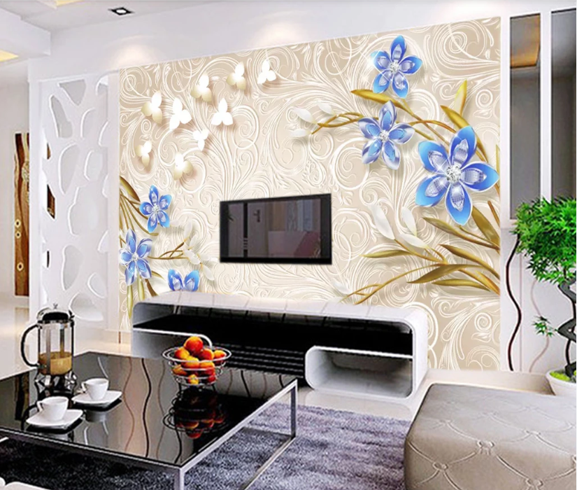 3D Blue Flower WC240 Wall Murals