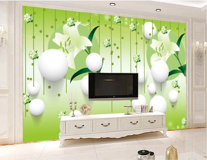 3D Green Lily WC210 Wall Murals