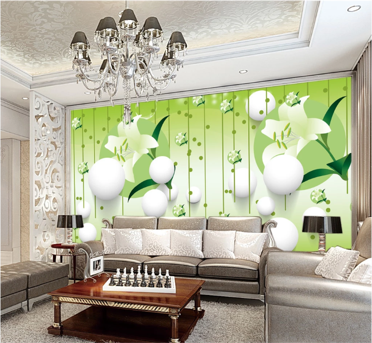 3D Green Lily WC210 Wall Murals