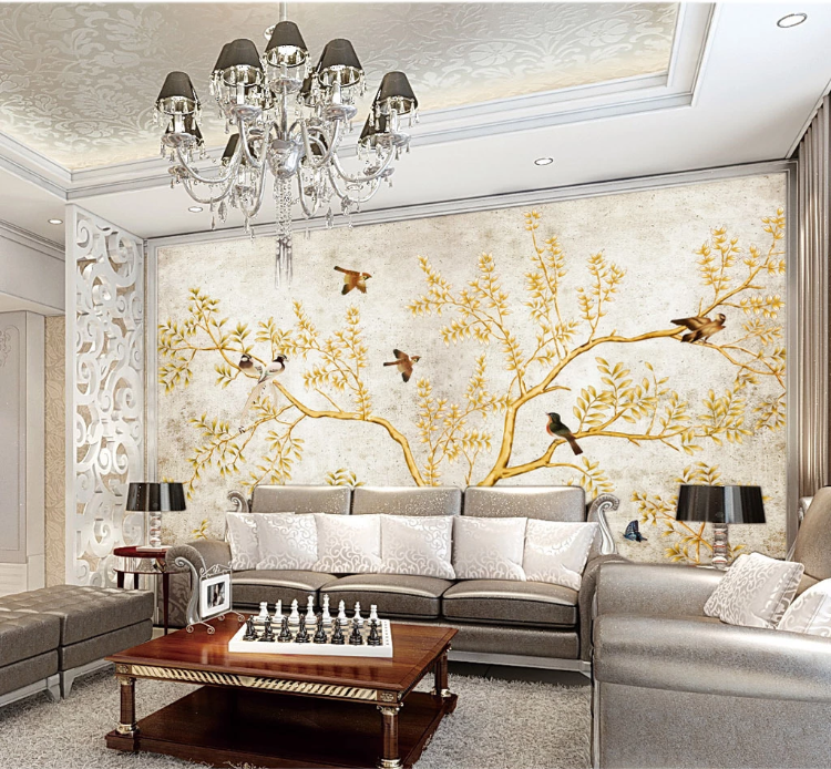 3D Golden Tree Bird WC181 Wall Murals