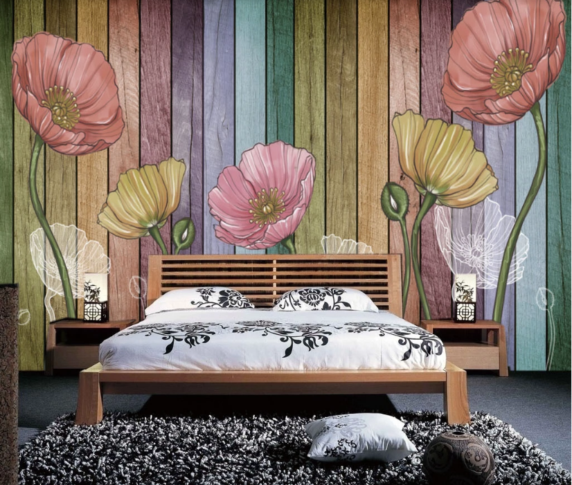 3D Red Flower WC154 Wall Murals